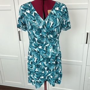 Blue/Teal Faux Wrap Dress